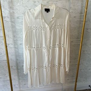 Sheer, cream colored swim cover up dress. Size Medium